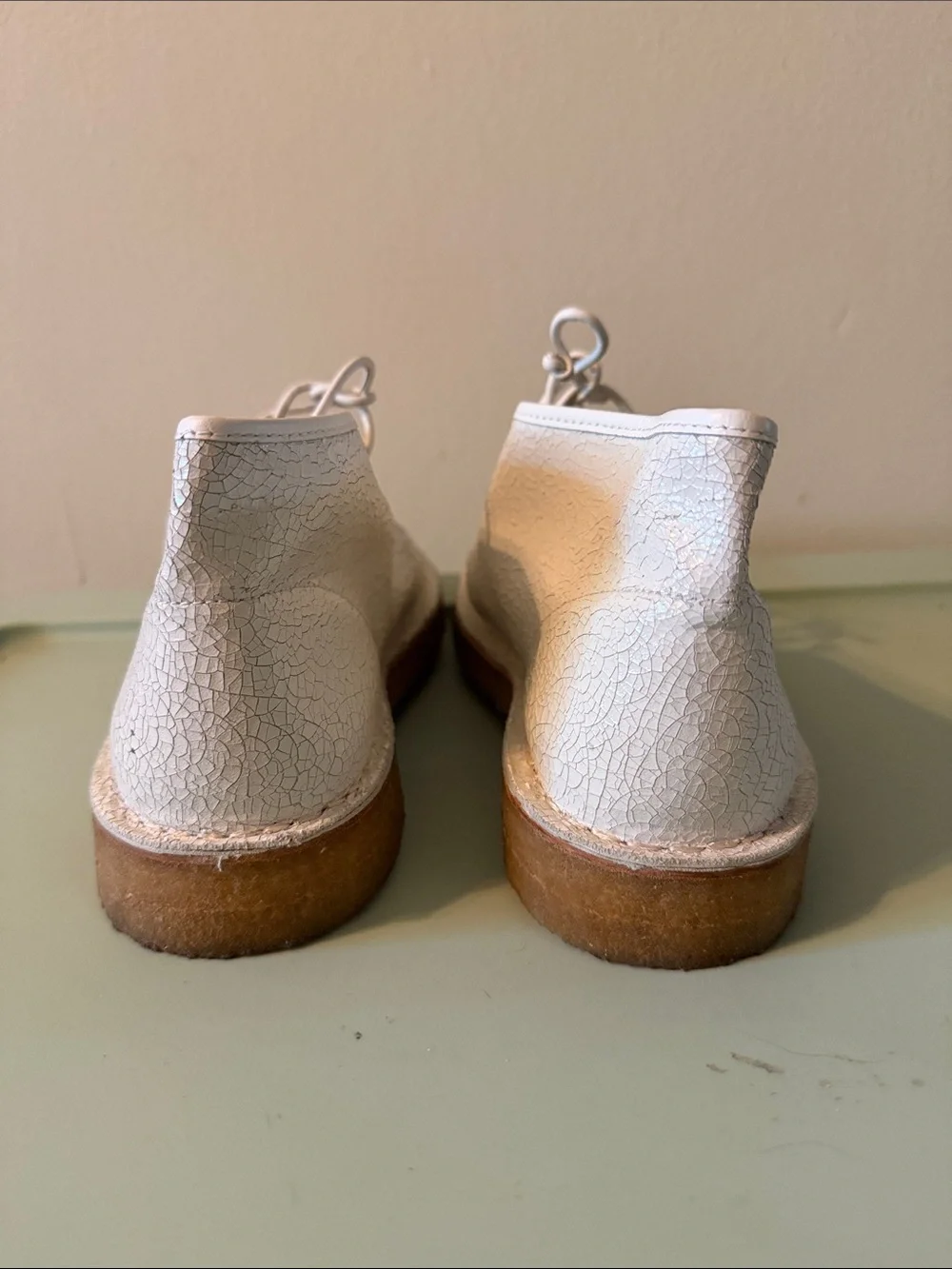Tory Burch White Leather Lace-Up Desert Boots